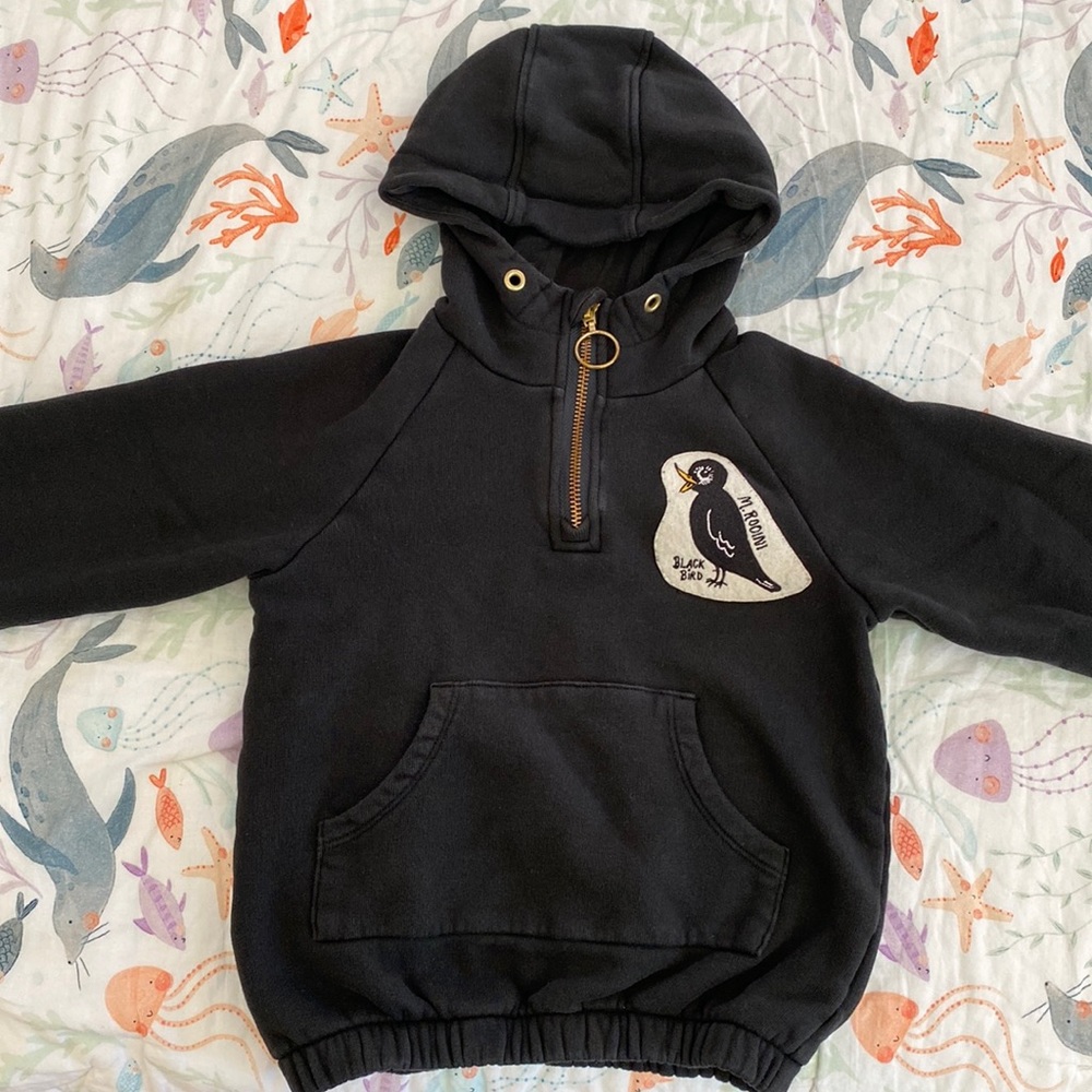 Mini Rodini Blackbird Halfzip Hoodie 104/110